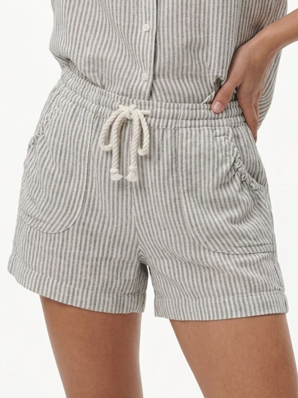 LUCKY BRAND | 100% Linen Striped Drawstring Shorts Women’s Size Small